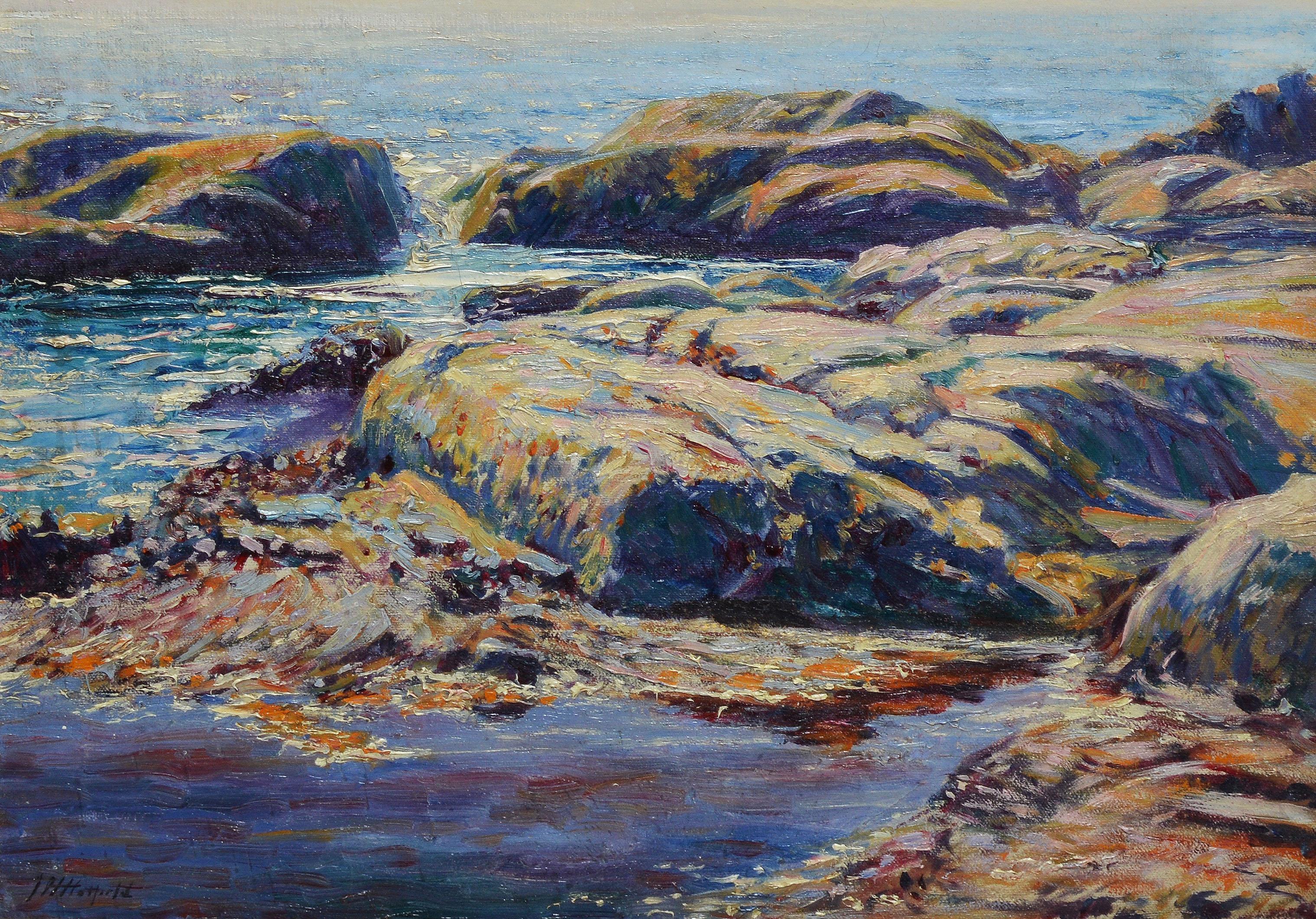 Antikes impressionistisches Ölgemälde einer Küste Neuenglands von Joseph Hatfield (Impressionismus), Painting, von Joseph Henry Hatfield