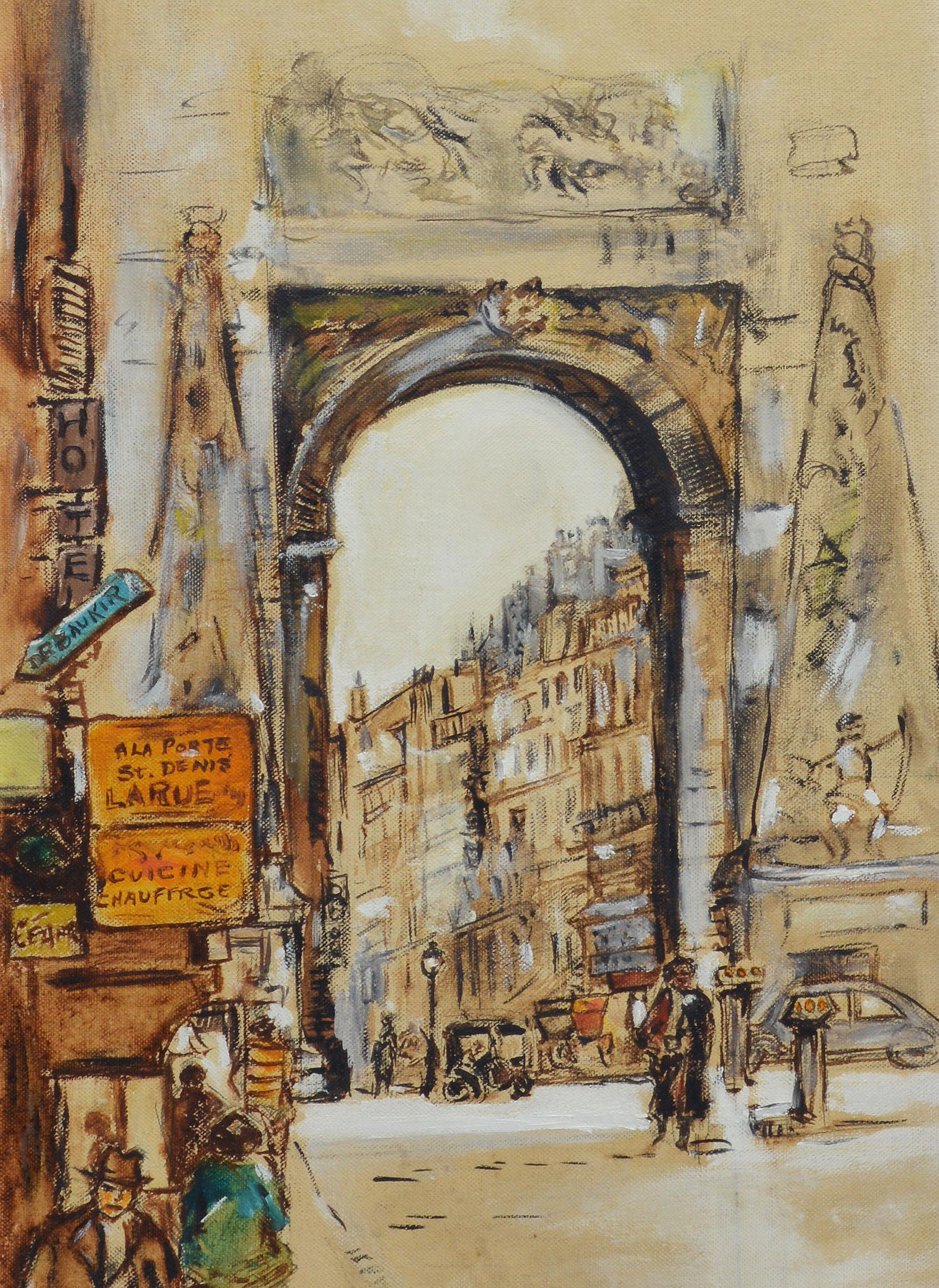 Antique impressionist oil painting of Paris by Jan Korthals  (1916 - 1972).  Oil on board, circa 1940. Signed.  Displayed in a period giltwood frame.  Image, 10.5
