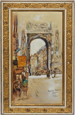 Antique Paris School Impressionist Cityscape, "Rue St. Denis", by Jan Korthals