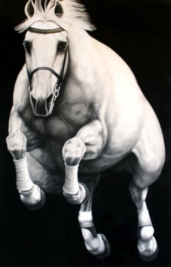 Zeitgenössische zeitgenössische Pferde-Graphit-Zeichnung Joseph Piccillo:: gerahmt:: B&W