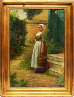 Antique Impressionist Belgian Flower Landscape Oil Painting, Frederic Vermorcken