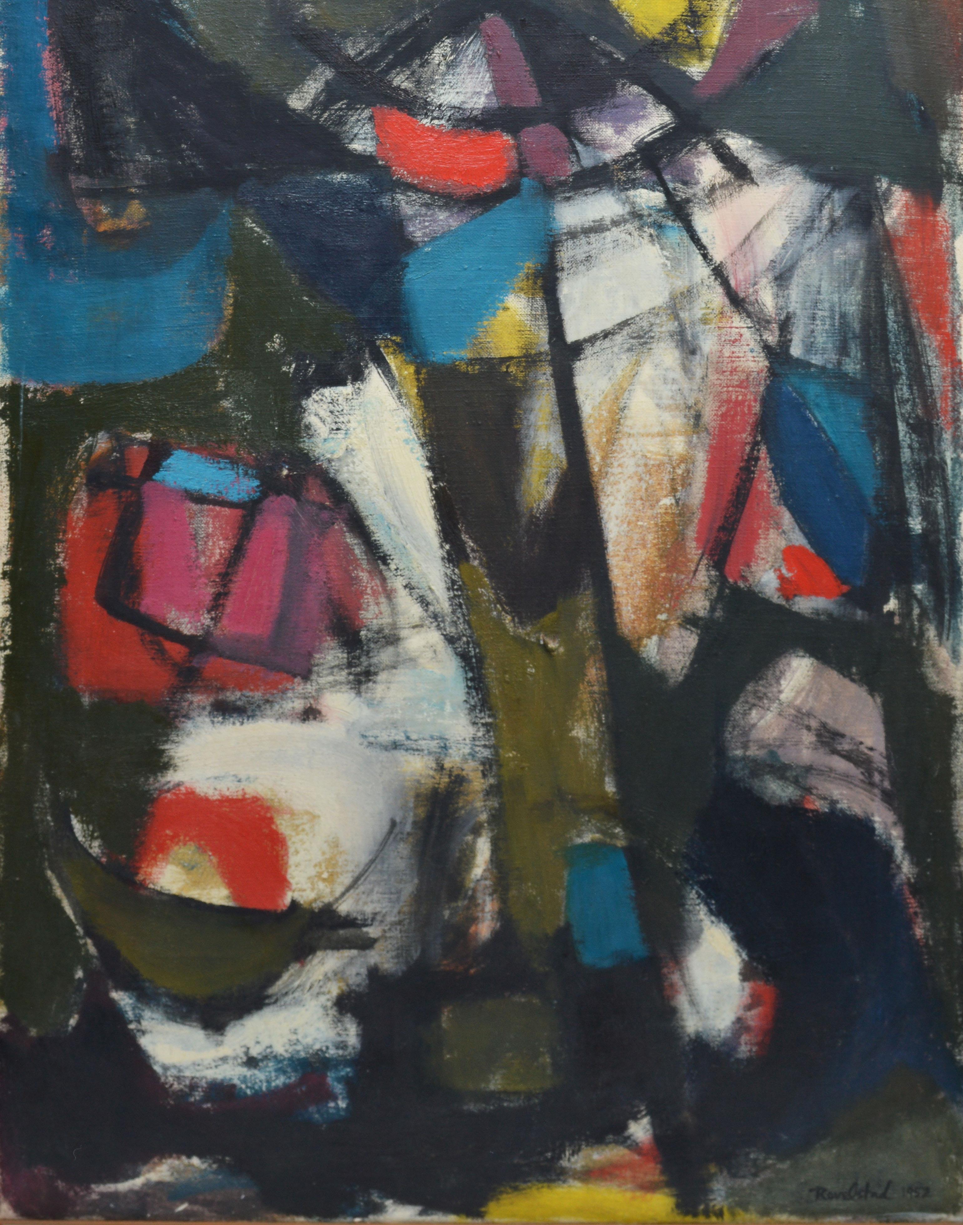 Vintage American Abstract Expressionist Oil Painting by Trygve Rovelstad 1952 2