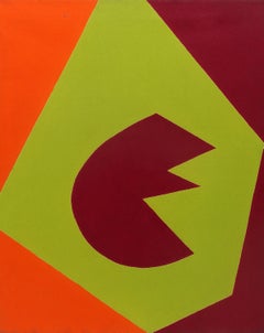 Pittura minimalista New York Artista americana Donna Maroon Green Orange 1966