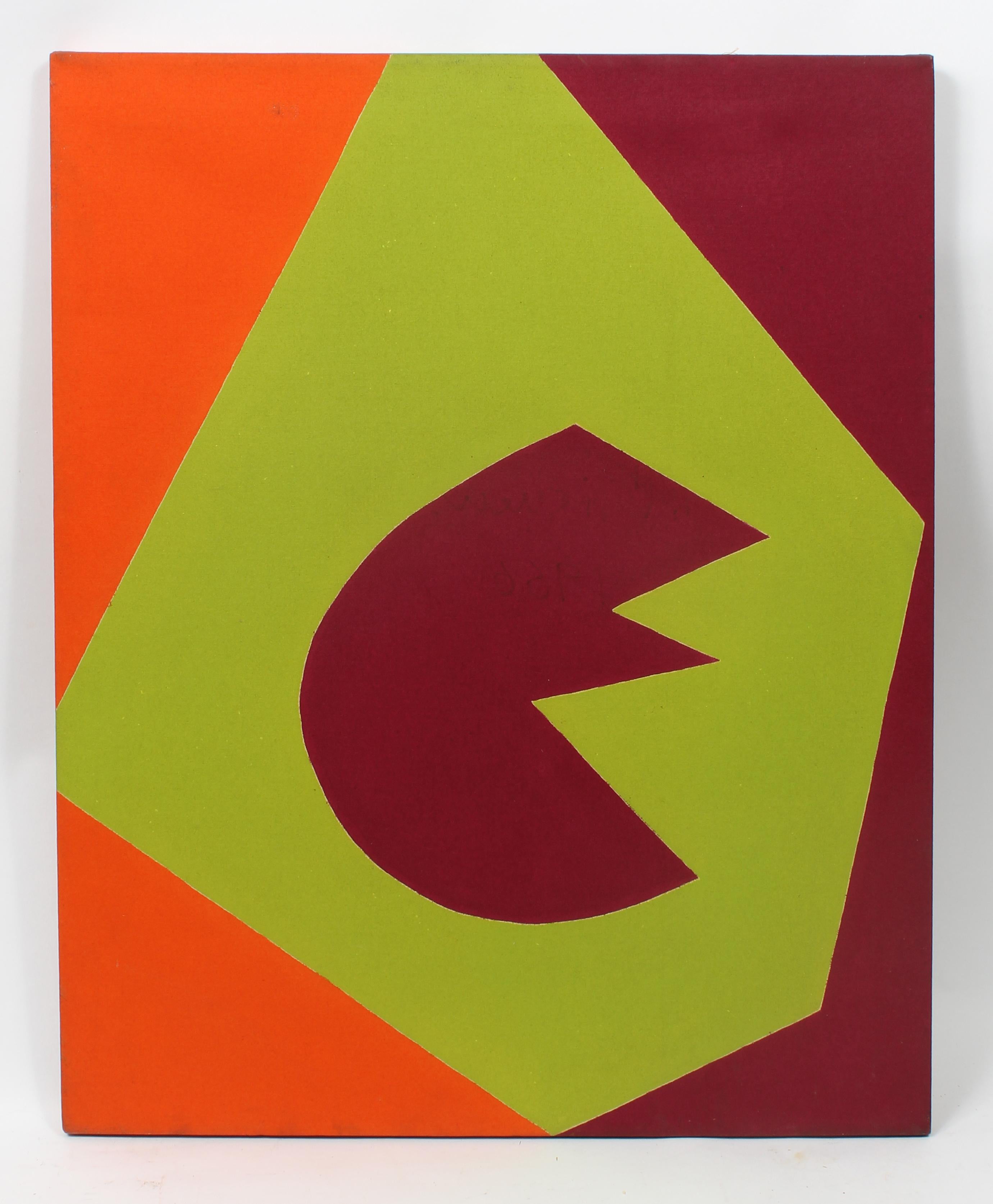 Martica Miguens Abstract Painting – Minimalistisches, minimalistisches Gemälde, New York, amerikanische Künstlerin, Maroon, Grün, Orange 1966