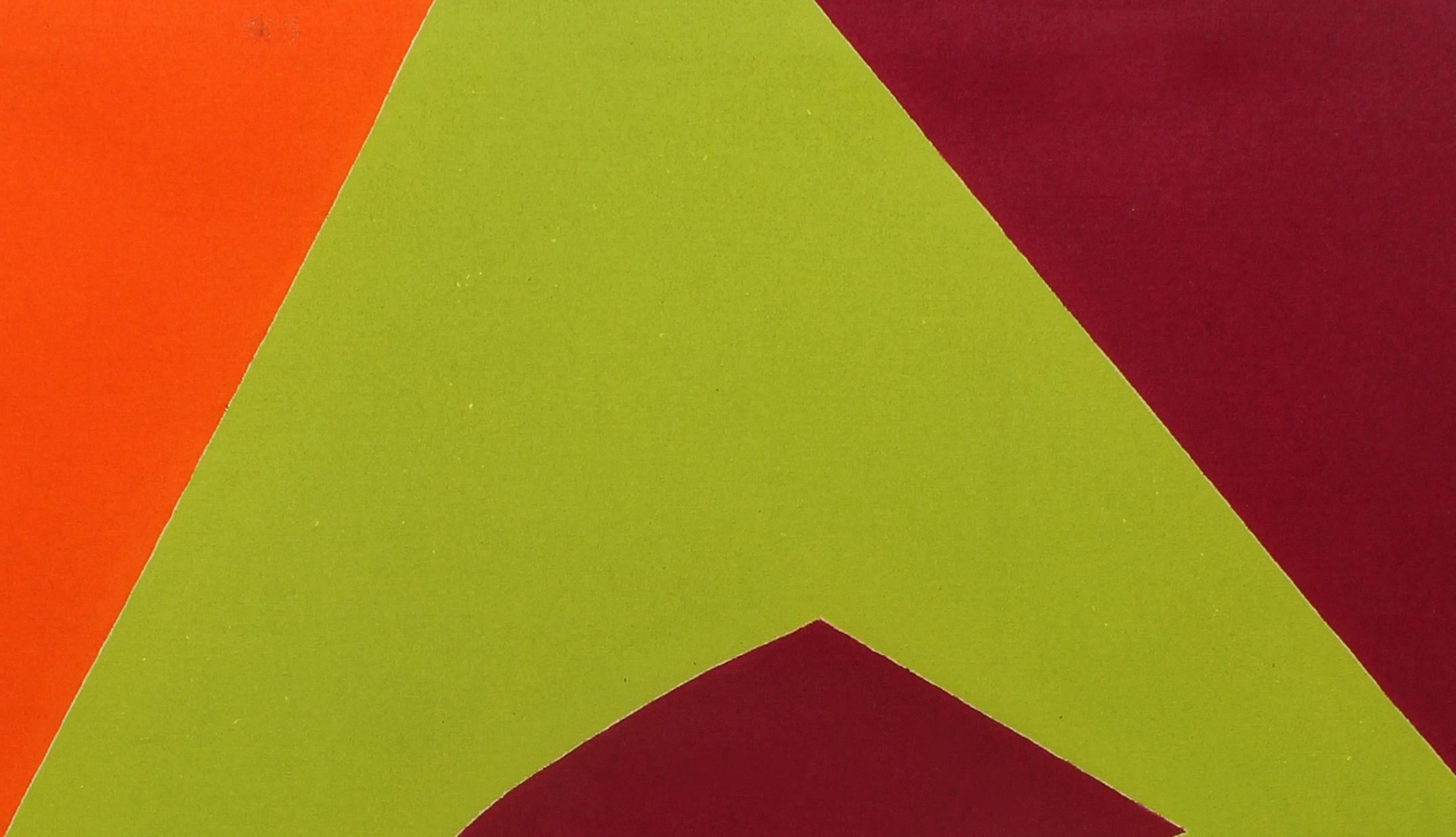 Minimalistisches, minimalistisches Gemälde, New York, amerikanische Künstlerin, Maroon, Grün, Orange 1966 (Braun), Abstract Painting, von Martica Miguens