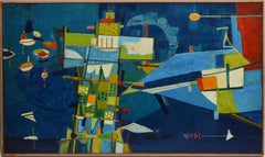 Abstract Expressionist Mid Century Moden Oil Painting by Abraham Hankins