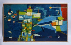 Abstract Expressionist Mid Century Moden Oil Painting by Abraham Hankins