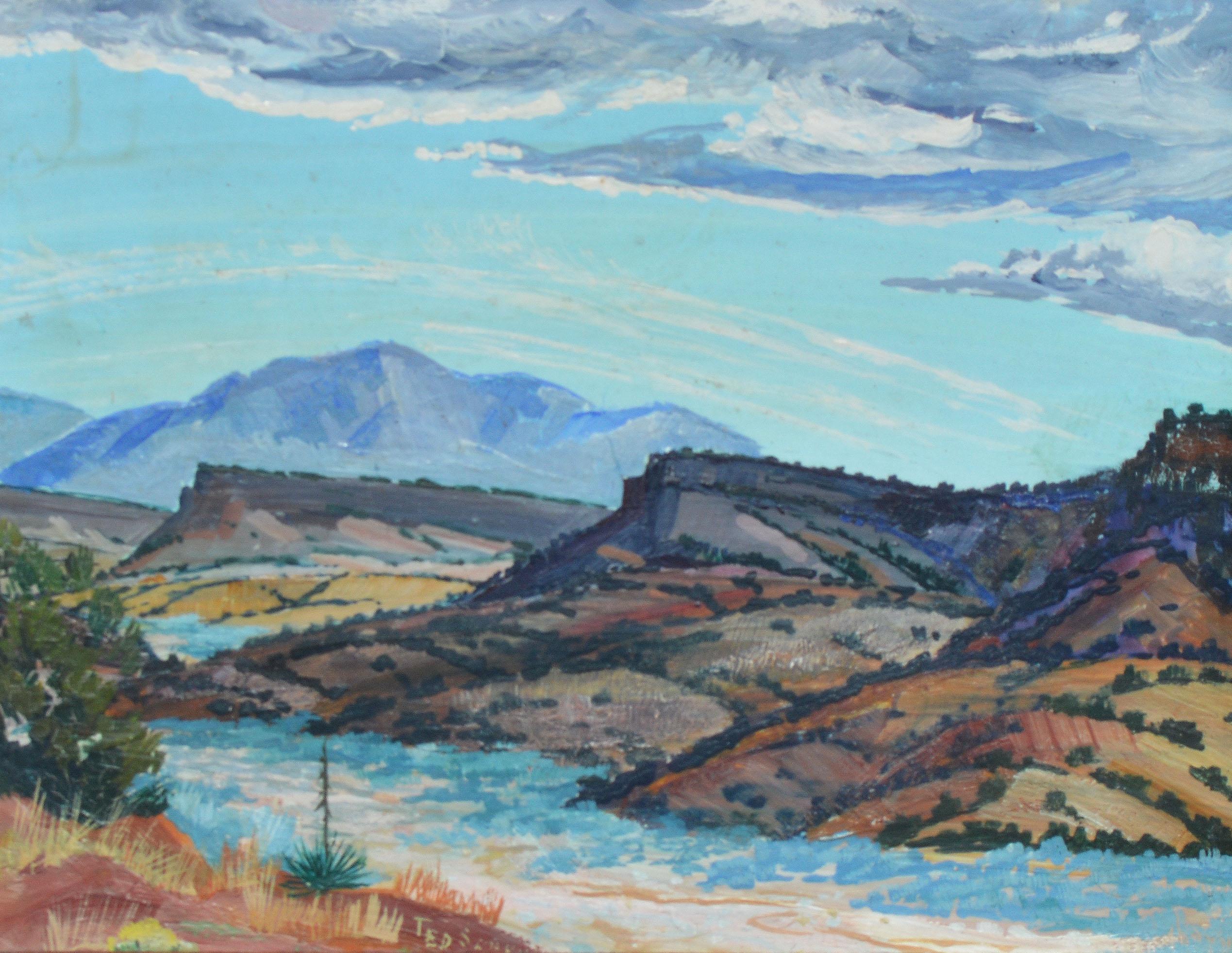 Antikes impressionistisches Ölgemälde:: Berglandschaft:: Western Taos Schule:: Öl (Impressionismus), Painting, von Ted Schuyler