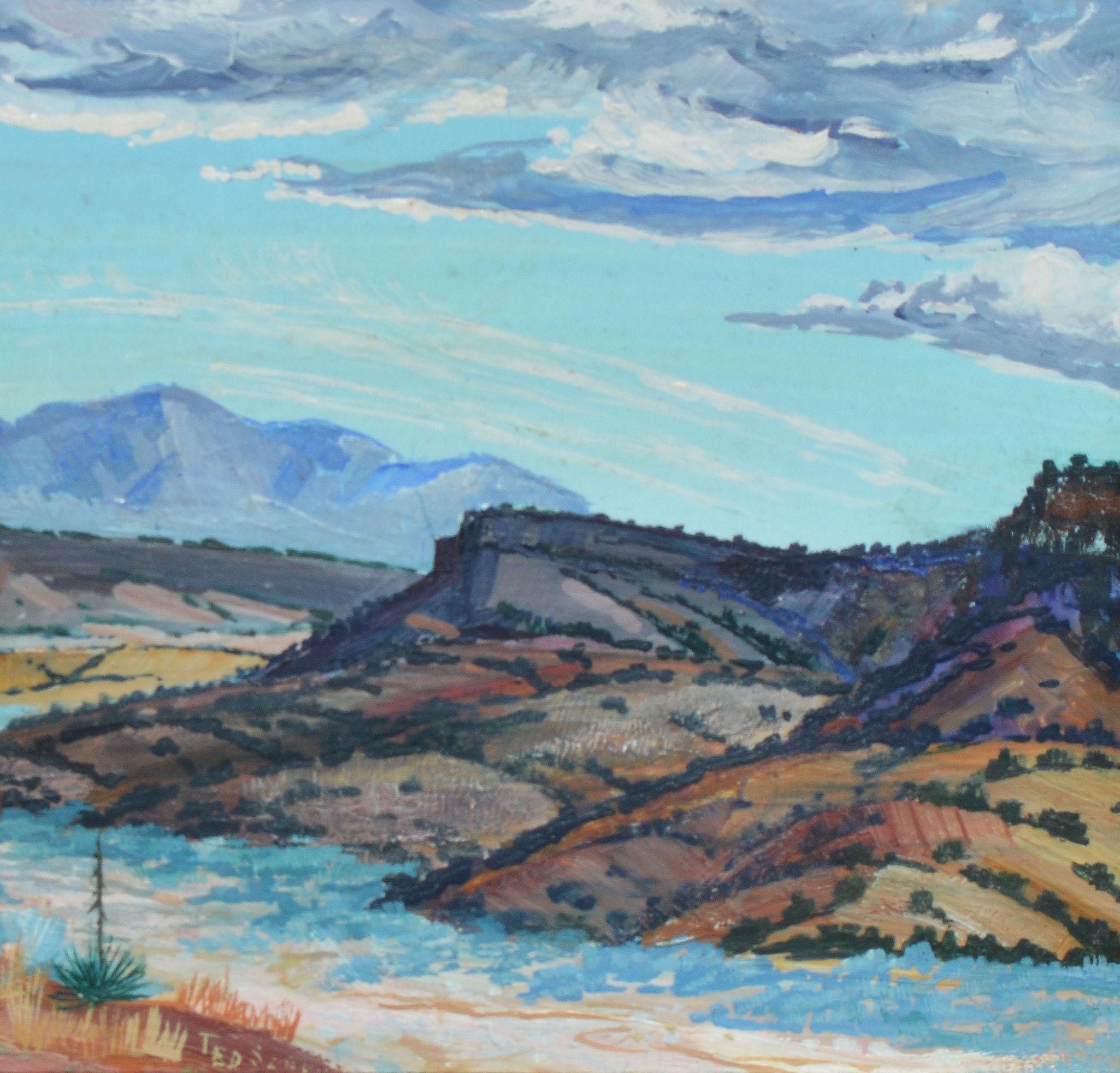 Antikes impressionistisches Ölgemälde:: Berglandschaft:: Western Taos Schule:: Öl (Braun), Landscape Painting, von Ted Schuyler