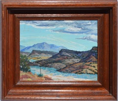 Antique Western Taos School Impressionist  Mountain Landscape Oil Painting