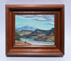 Antique Western Taos School Impressionist  Mountain Landscape Oil Painting