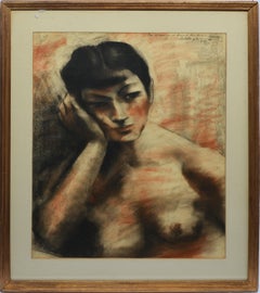 Antique American Modernist Female Nude Painting by Abraham Baylinson