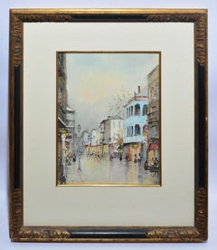 Bustling View of the French Quarter, New Orleans Vintage Painting, Nestor Fruge