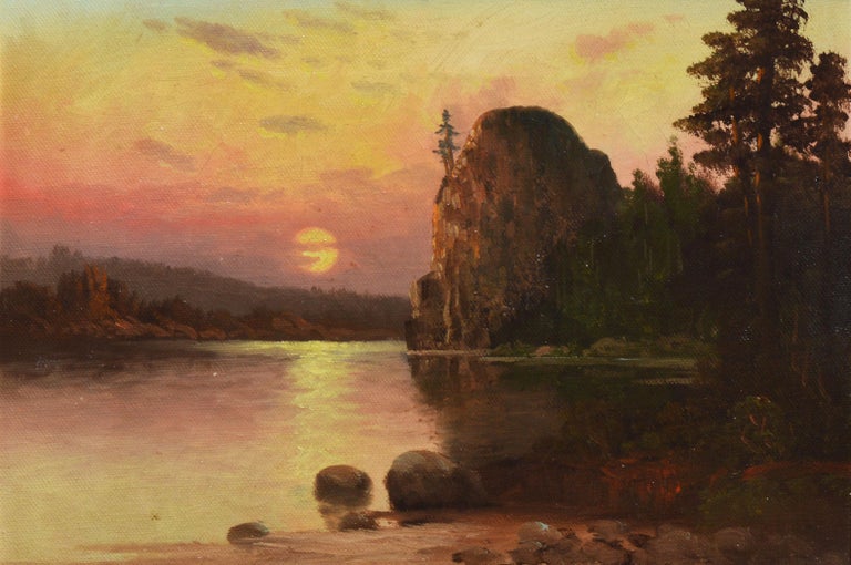 John Englehart Western American Sunset California River Landscape Oil