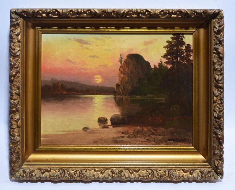 John Englehart Western American Sunset California River Landscape Oil