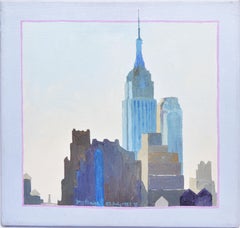 Vintage New York City Empire State Building Oil Painting Study By Ejay Weiss