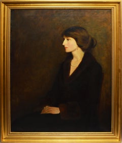 Antique American Fashionable Woman Portrait Oil Painting by Cecil Clark Davis