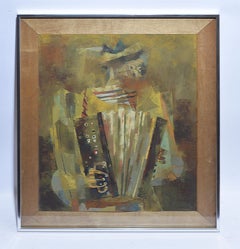 "The Musician" Modernist Abstracted Figure Painting by Enrique Climent