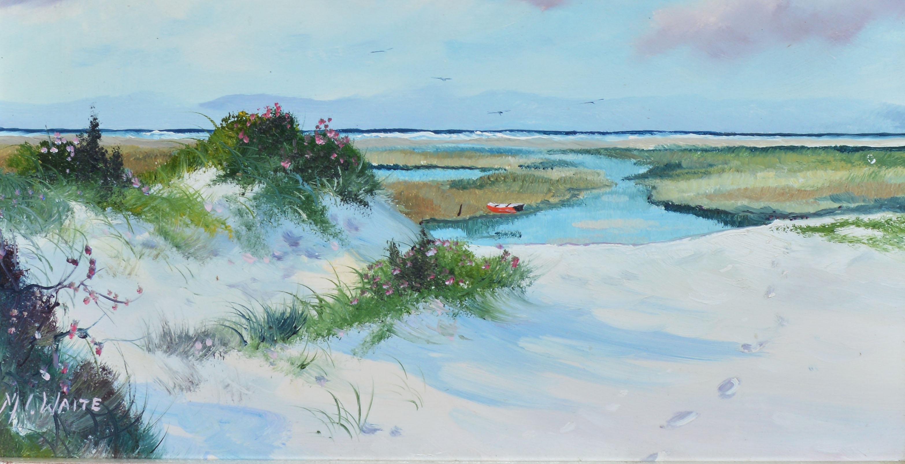 Antique American Impressionist Coastal Oil Painting by Malcolm Waite 1