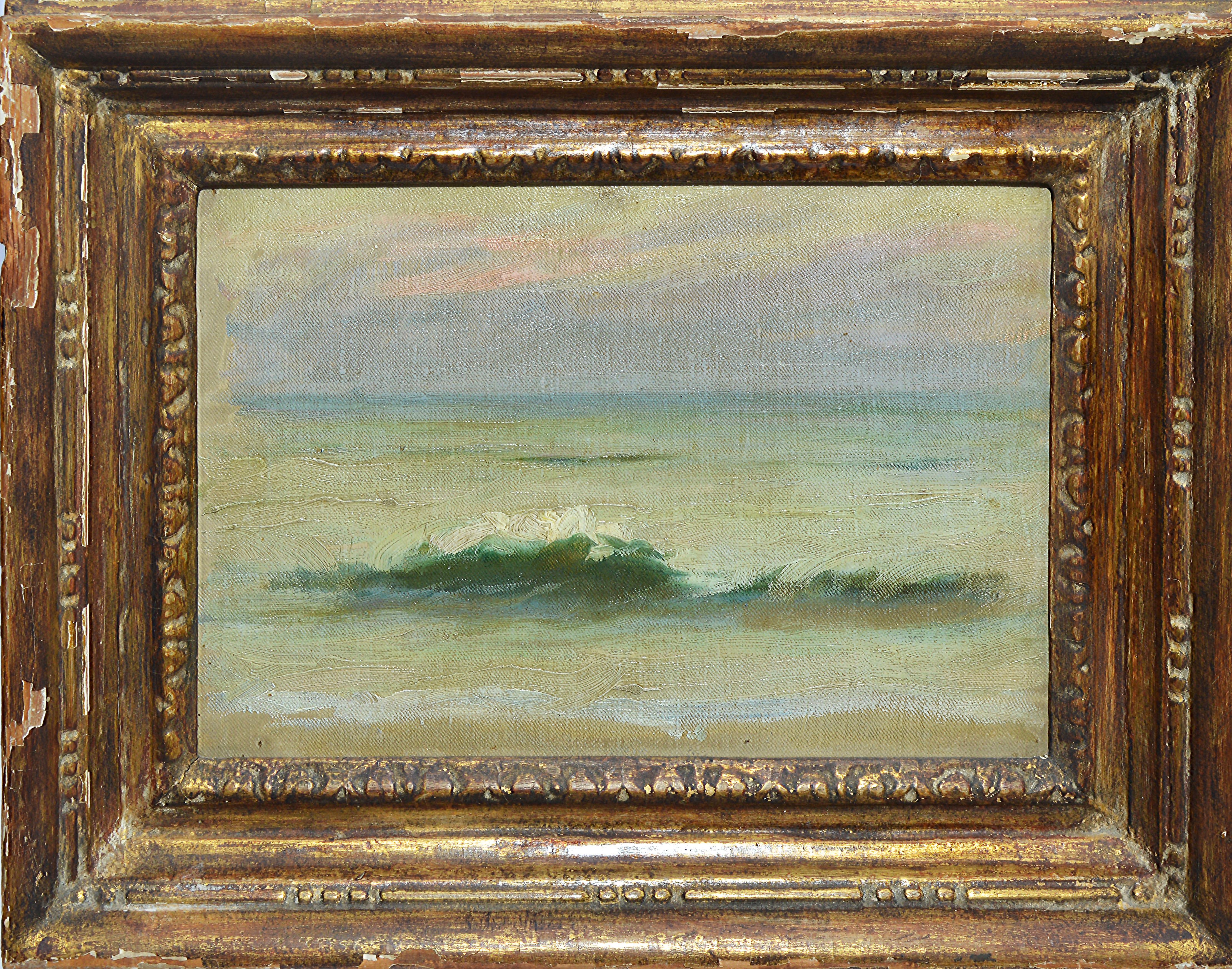 Maxim Lubovsky  Landscape Painting - Antique American Impressionist School Sunset Beach Oil Painting, Maxim Lubovsky