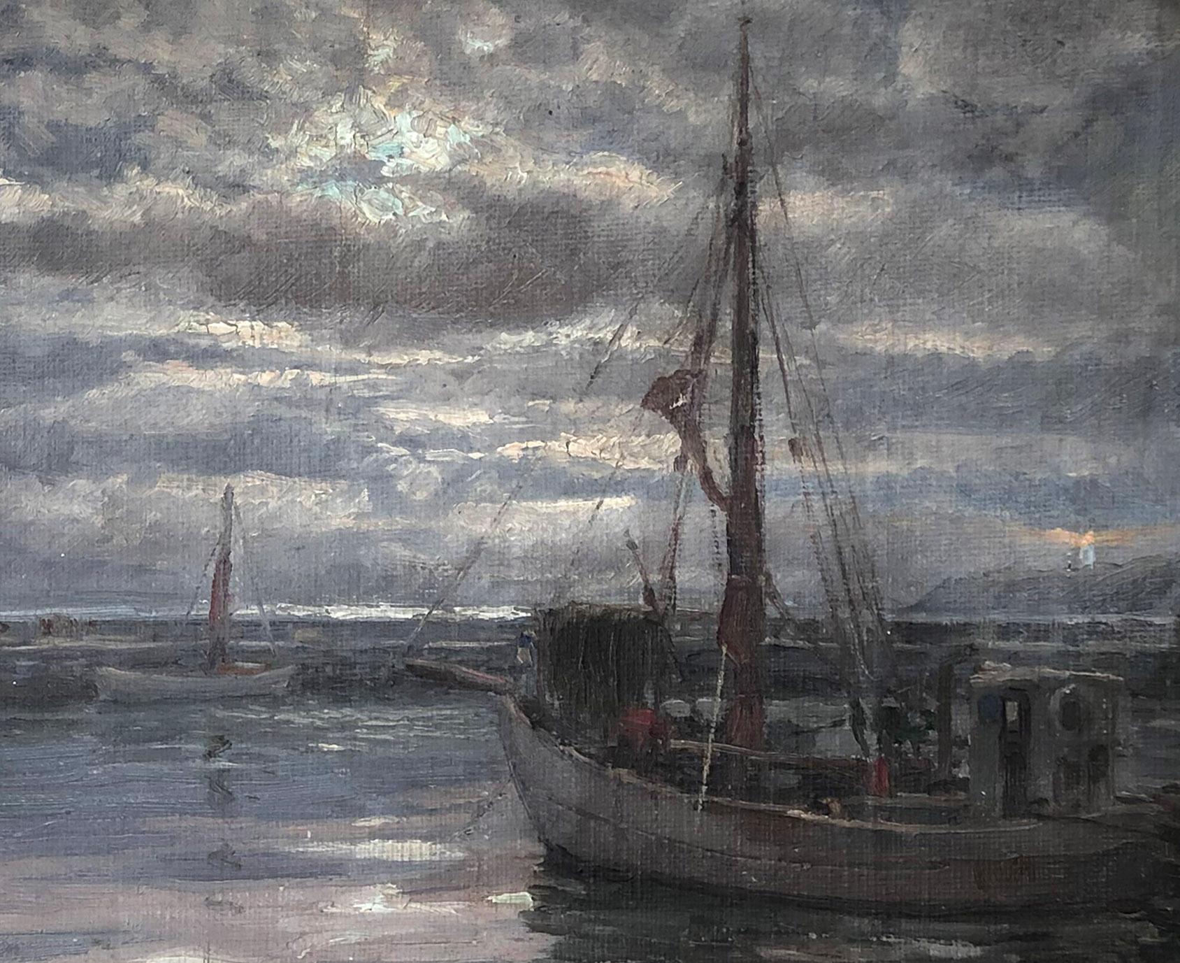 Original Antikes holländisches Meereslandschaft:: Ölgemälde:: ungewöhnlich:: selten:: Originalrahmen 1937 (Impressionismus), Painting, von Alfred V Jensen