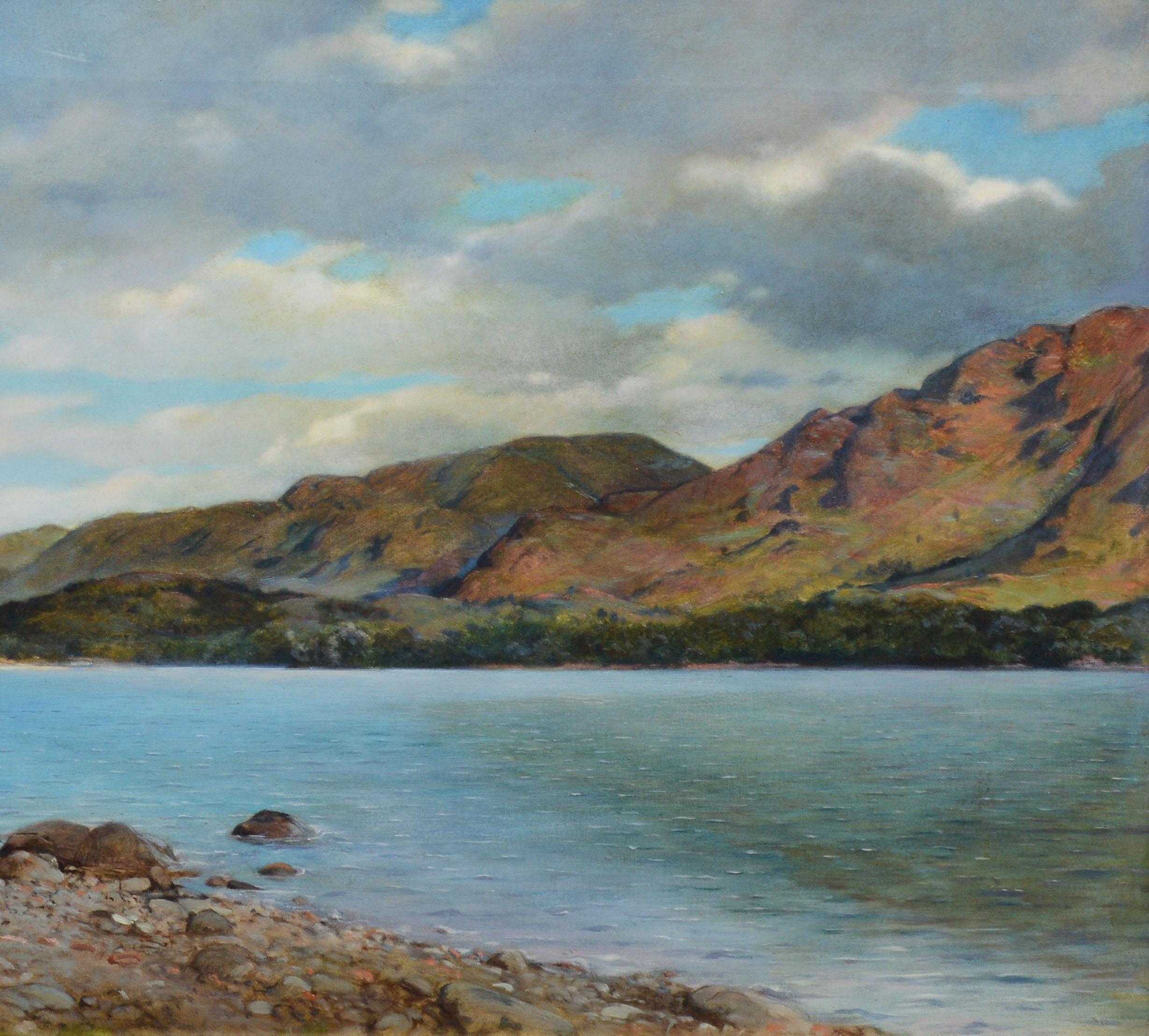 Antique American Expansive River View, Original Oil Painting by Francis Millet - Brown Landscape Painting by Francis Davis Millet