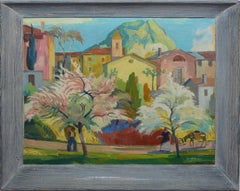 Antique Swiss Modernist, Fauvist Landscape Oil Painting by Giovanni Muller