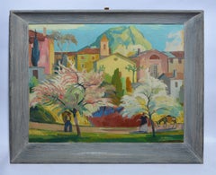 Antique Swiss Modernist, Fauvist Landscape Oil Painting by Giovanni Muller