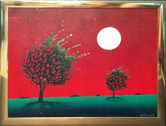 Modernist Surreal Landscape with Full Moon by Jill Russell