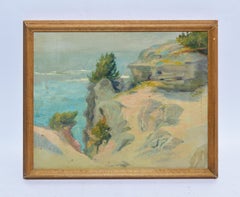 Antique American Impressionist Beach Seascape Oil Painting by Walter Cleveland