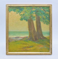 Antique American Impressionist Beach Seascape Oil Painting by Walter Cleveland