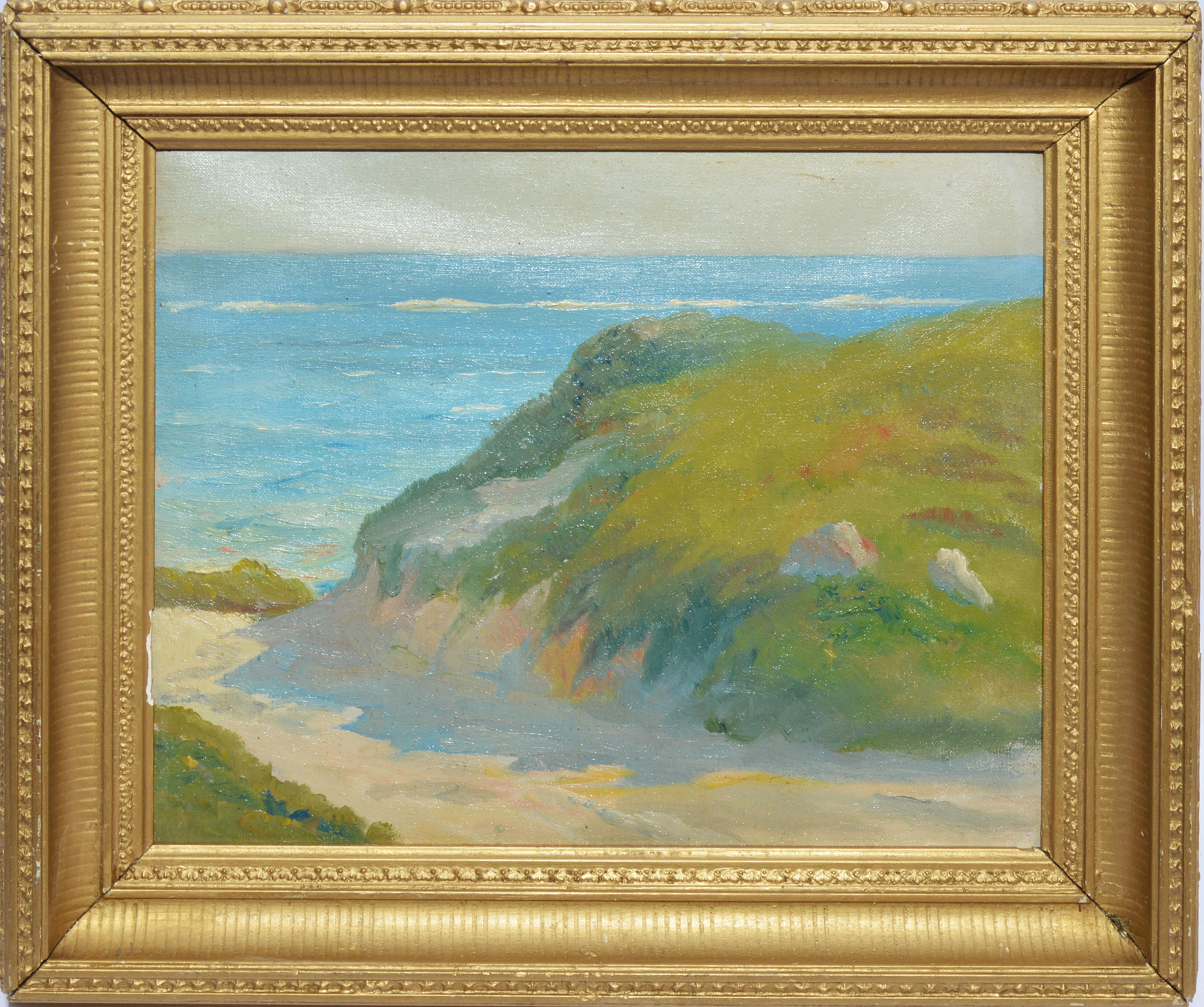 Walter G. Cleveland Landscape Painting - Antique Impressionist Hamptons Beach Seascape Oil Painting by Walter Cleveland