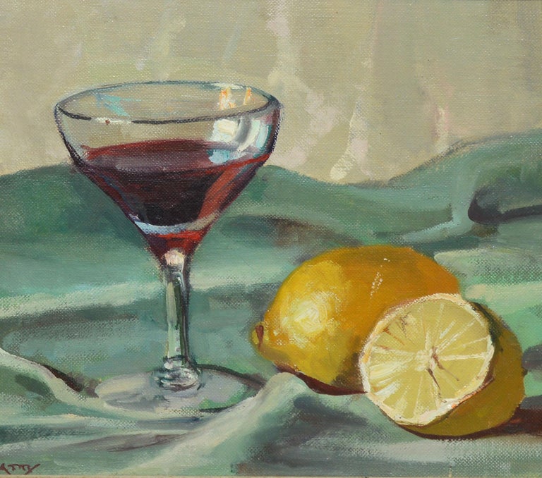 Stephen Maniatty Antique American Modernist Still Life Painting, Wine