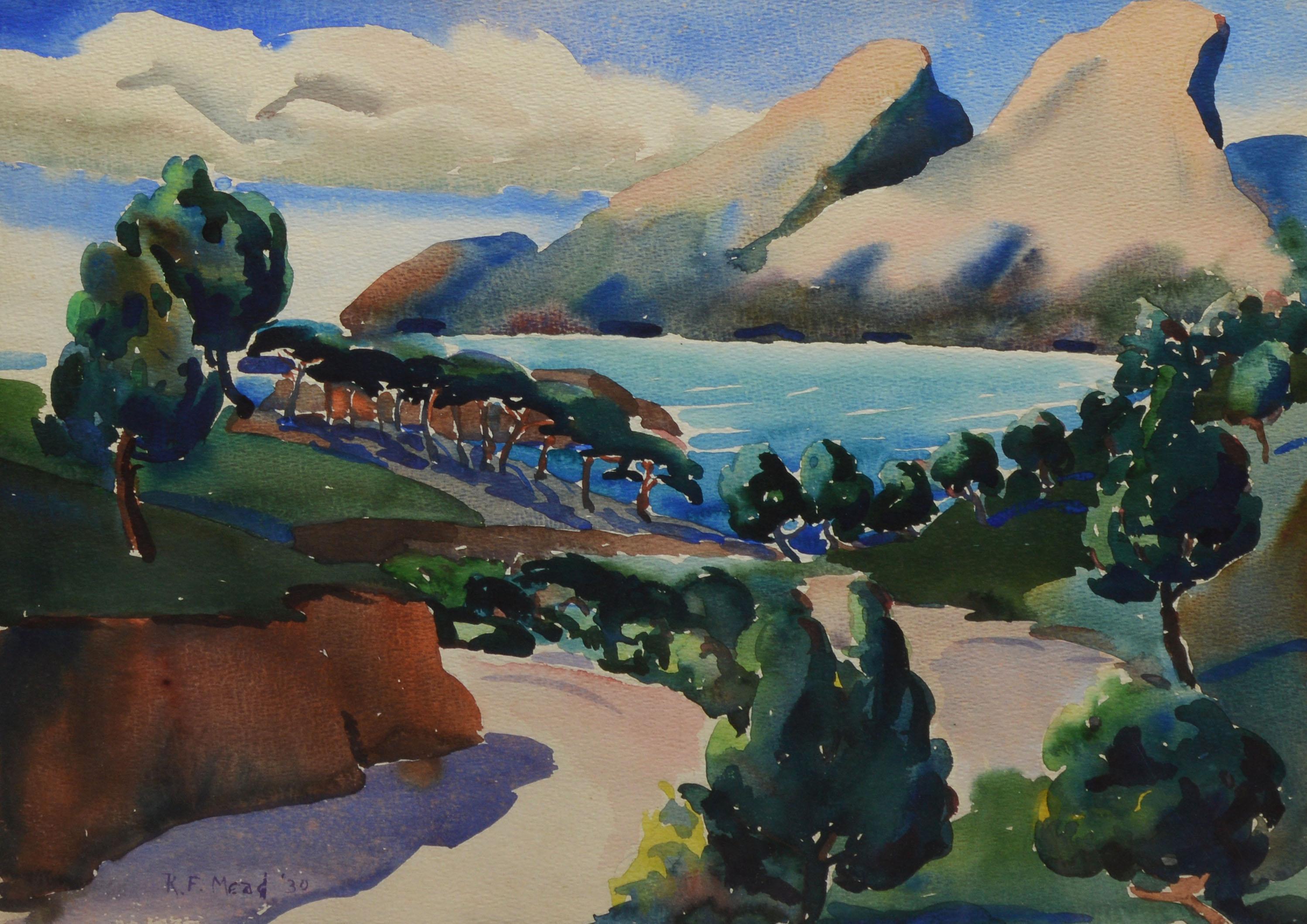 Antique Tropical Landscape Painting by Roderick Mead 1