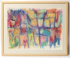 Toma Yovanovich Mid Century Abstract Colorful Oil Pastel Synesthesia 1960