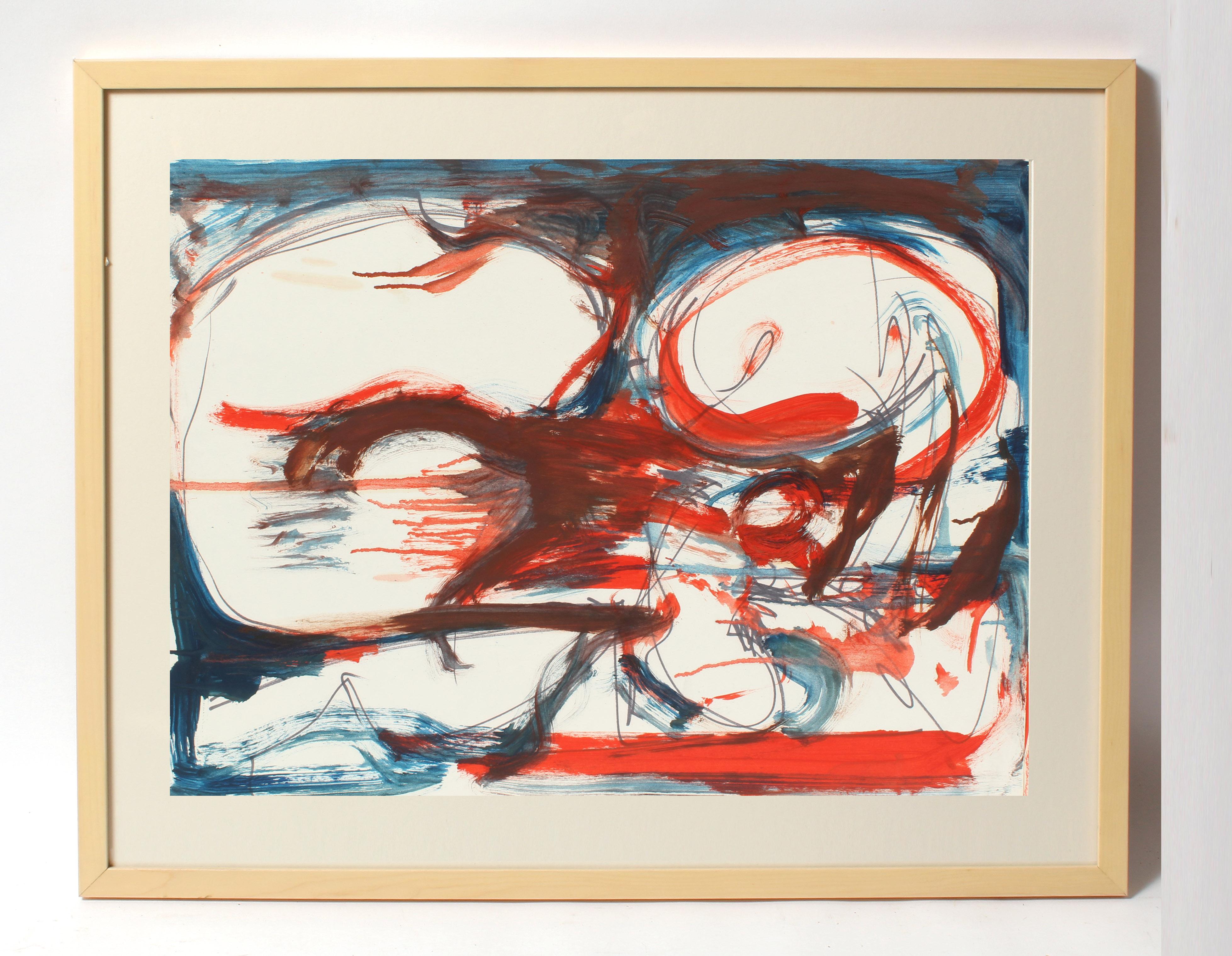 Mid-Century Modern abstract watercolor painting by American artist Toma Tovanovich (1931- 2016).   

The paper size is 17" x 22".  The framed size 22" x 27'.  The work is signed on the reverse.

Tovanovich's work is found in many public and private