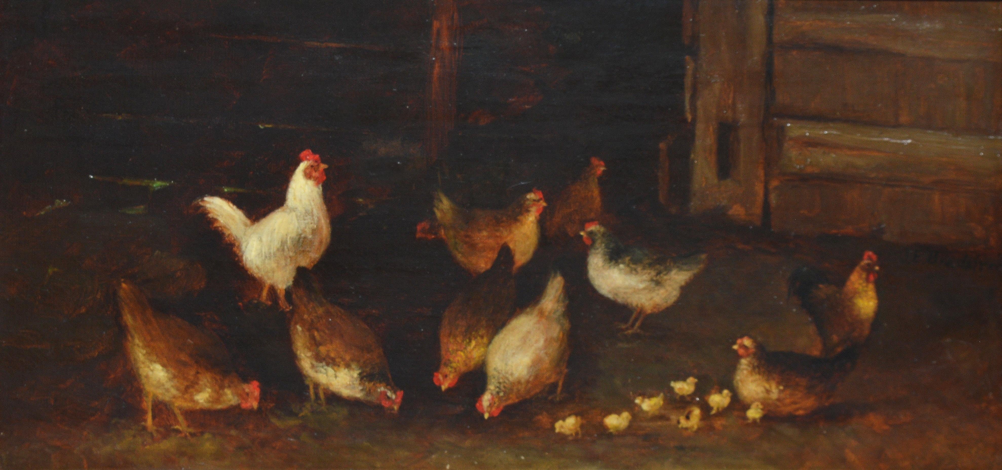 folk art chicken painting