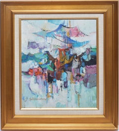 Vintage American Modernist Abstract Oil Painting by Fred Binder Samuelson