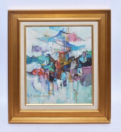 Vintage American Modernist Abstract Oil Painting by Fred Binder Samuelson