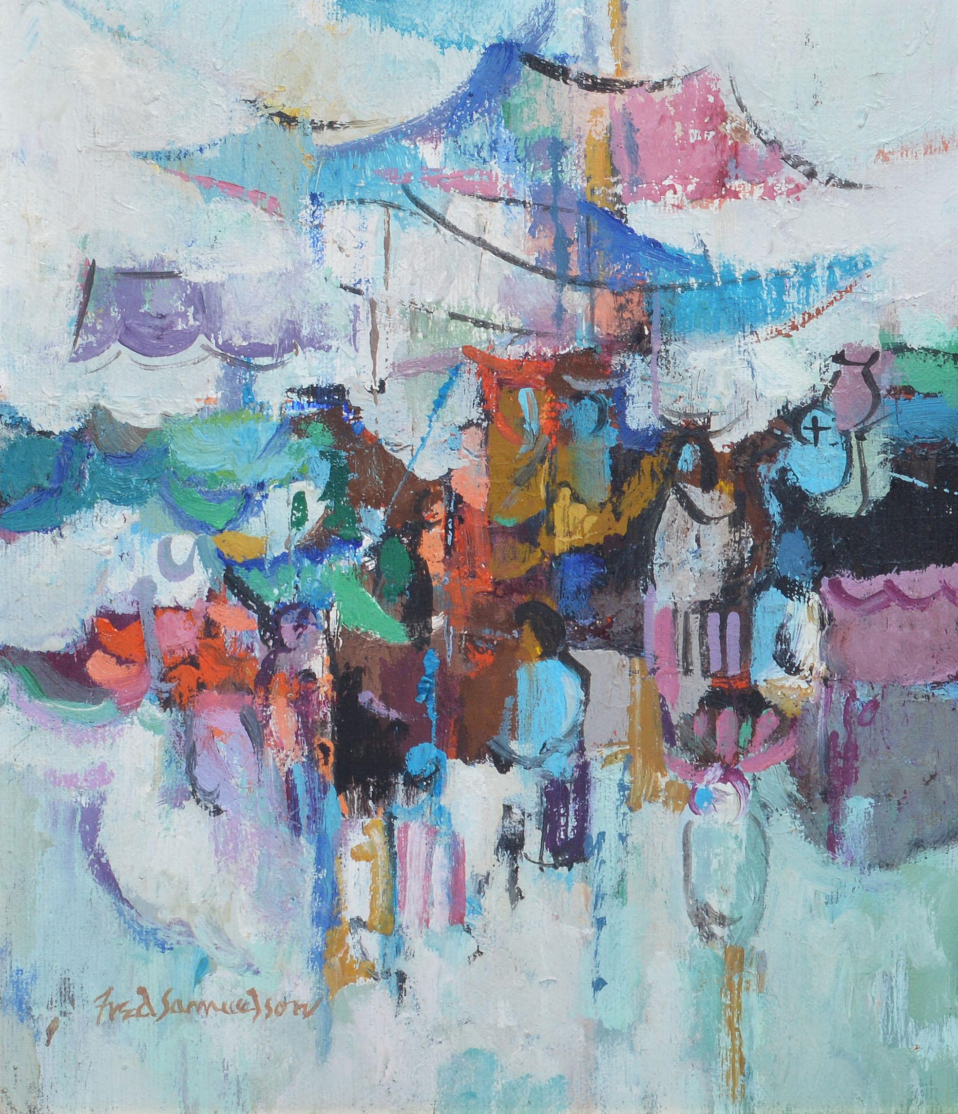 Vintage American Modernist Abstract Oil Painting by Fred Binder Samuelson 2