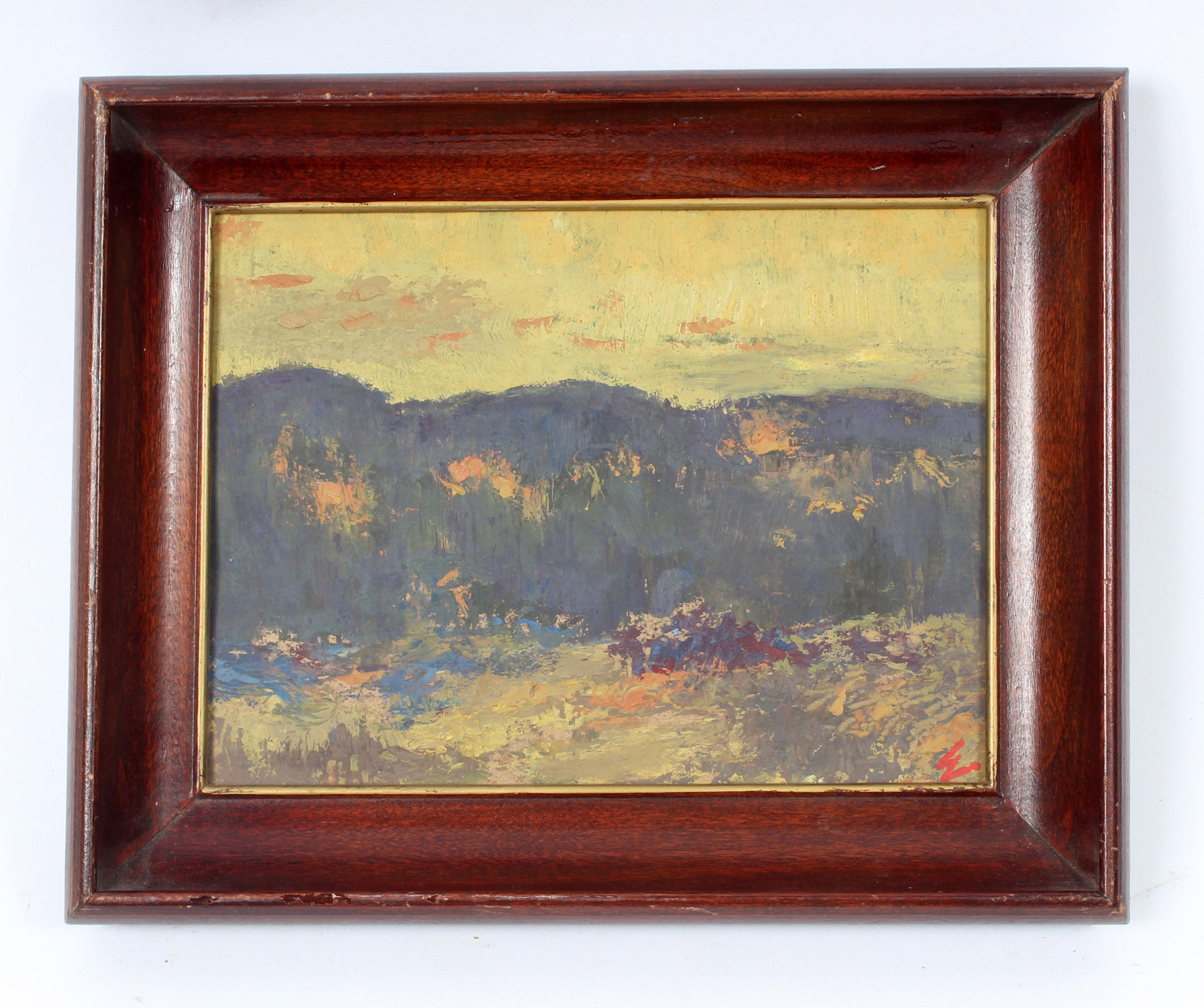 Joseph Eger   Landscape Painting - 1930's small landscape painting by New York Boston modern artist Joseph Eger