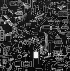 Contemporary Woodblock Print Black and White Figurative Mizin Shin Korean Artist