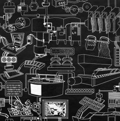 Contemporary Woodblock Print Black and White Figurative Mizin Shin Korean Artist