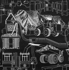 Contemporary Woodblock Print Black and White Figurative Mizin Shin Korean Artist