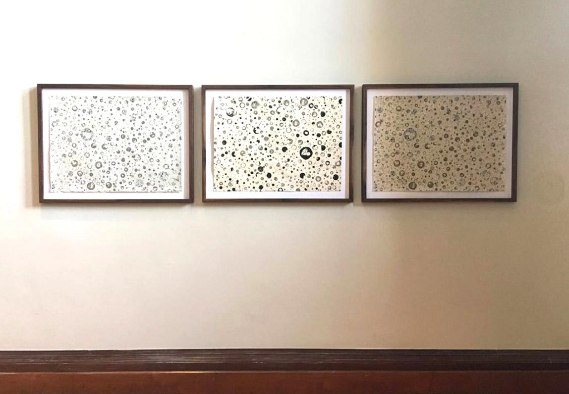 A Set of Three Contemporary Framed Screen Print Black White Korean Artist 3
