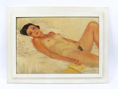 Reclining Nude, Female Portrait Oil Painting by Charles Baskerville Capri Italy