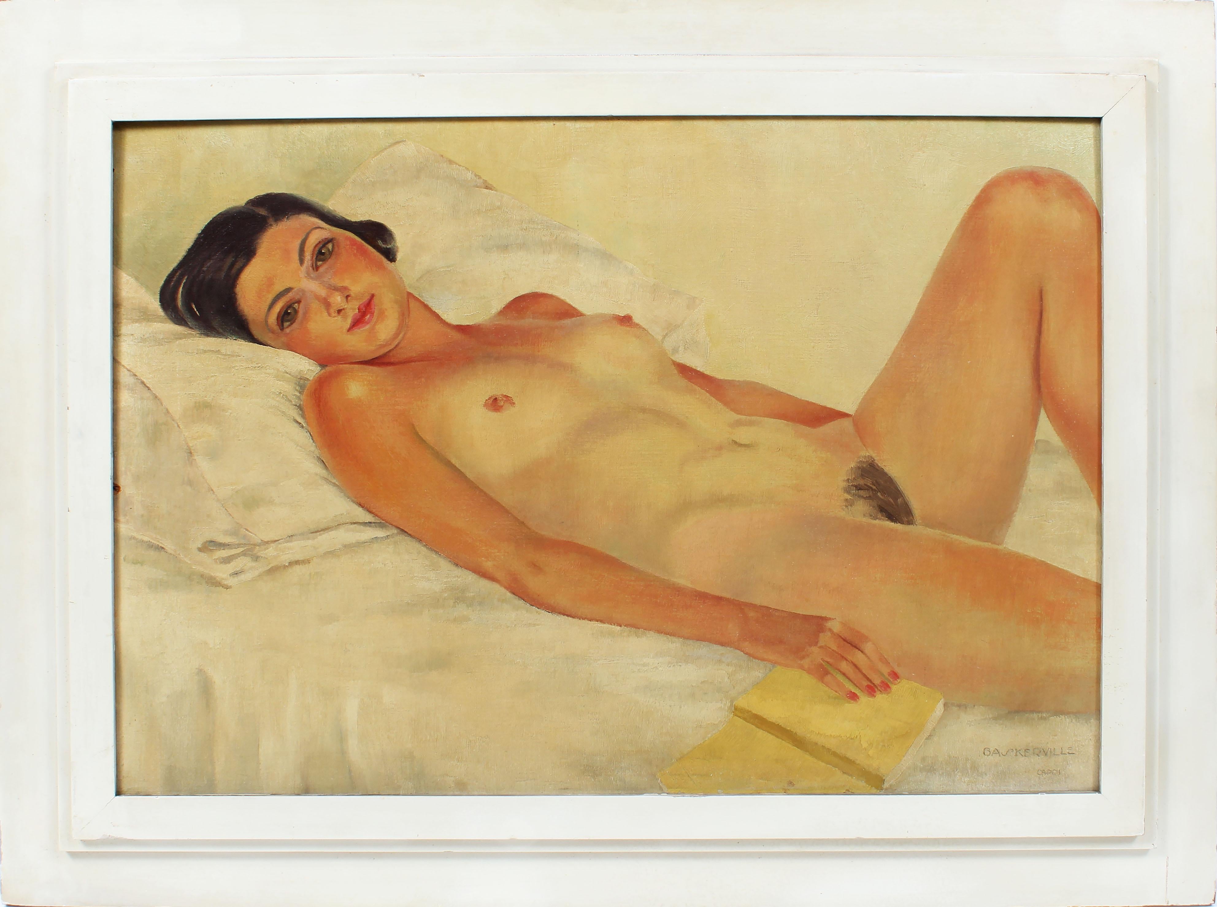 Liegender Akt:: weibliches Porträt:: Ölgemälde von Charles Baskerville Capri:: Italien – Painting von Charles Baskerville Jr.
