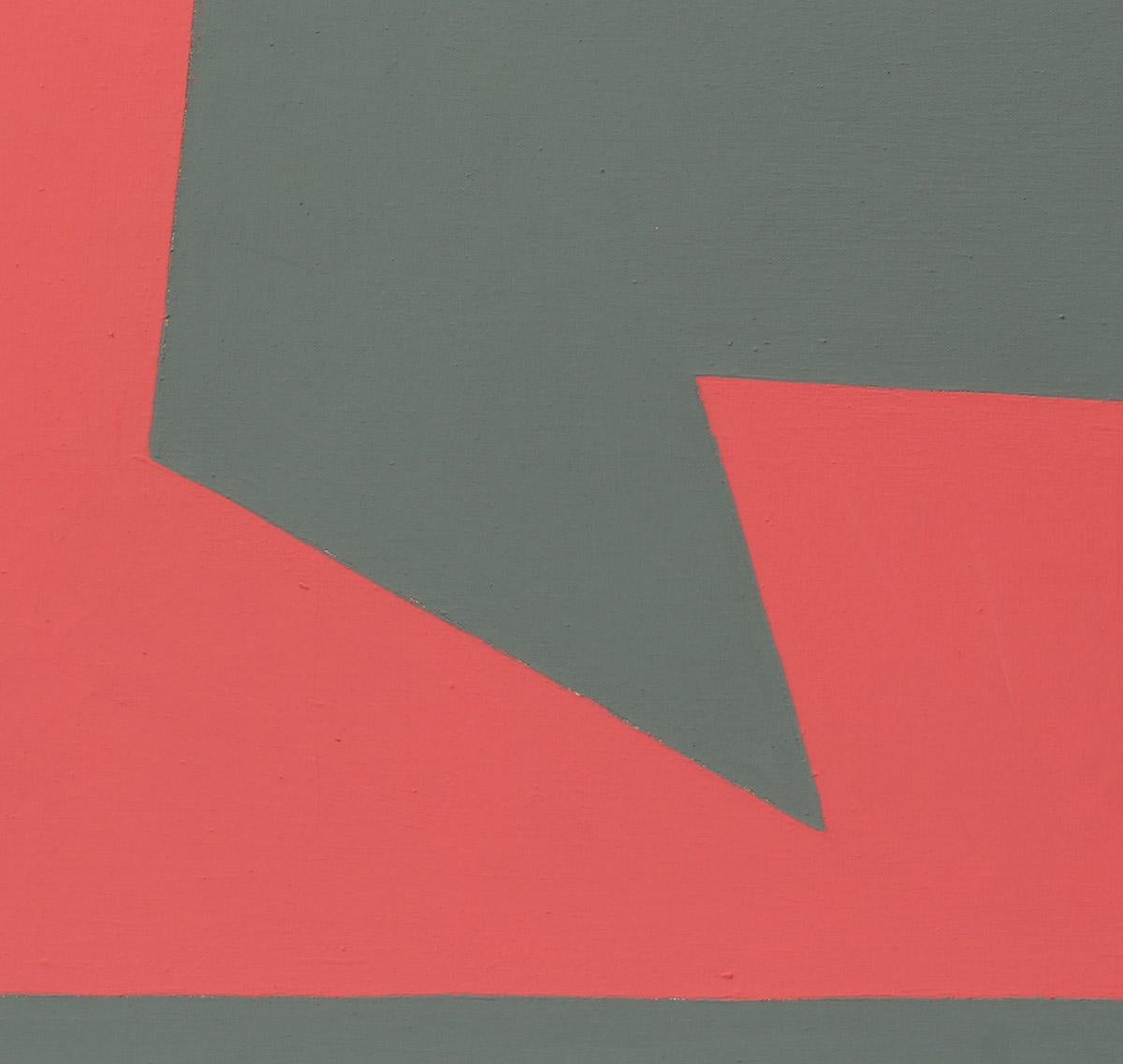 Minimalistisches, minimalistisches Gemälde, New York, amerikanische Künstlerin, grau-rot, 1975 – Painting von Martica Miguens