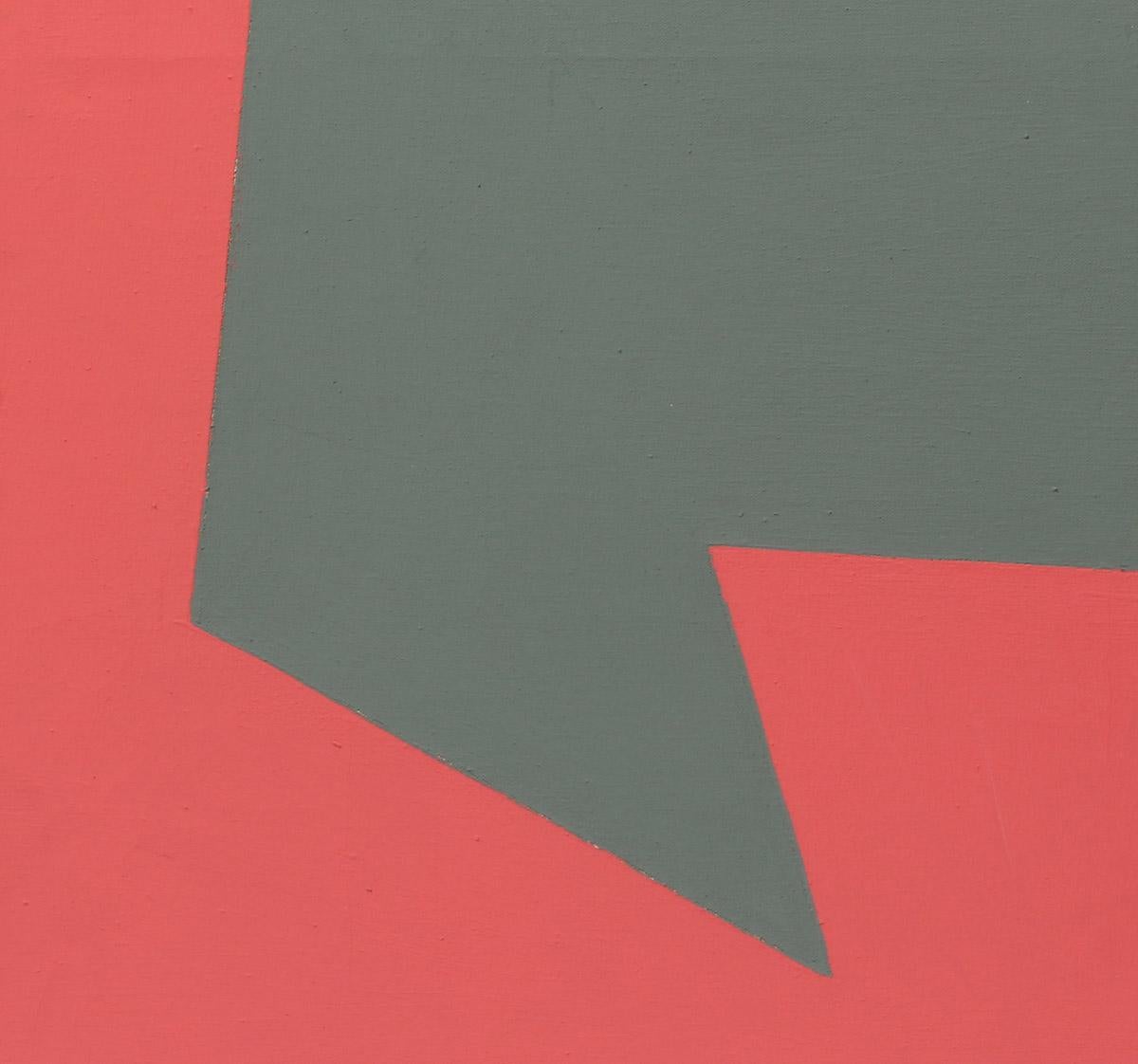 Minimalistisches, minimalistisches Gemälde, New York, amerikanische Künstlerin, grau-rot, 1975 (Grau), Abstract Painting, von Martica Miguens