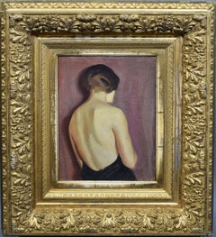 Art Deco Elegant 1930's Portrait Oil Painting, Young Woman by August Nordhausen